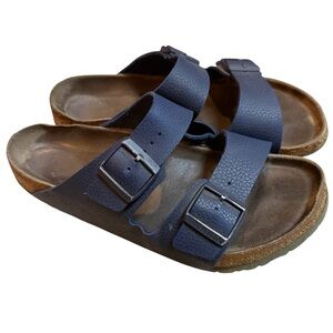 Birkenstock Navy Double Strap Vegan Leather Sandals size 41